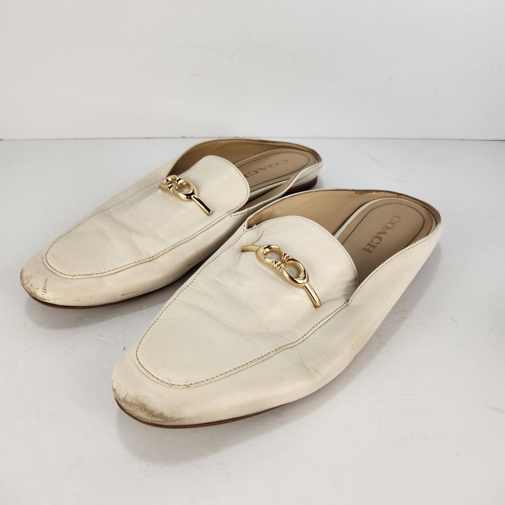 Coach Sienna Slide Women's Classy Old Money Minimalist Ivory Loafers Size 8.5B